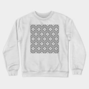 Traditional Japanese Kikko Pattern Grey on White Crewneck Sweatshirt